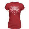 The Witcher 3 White Wolf Womens Tee Blood Red - Small - Oasisgaming